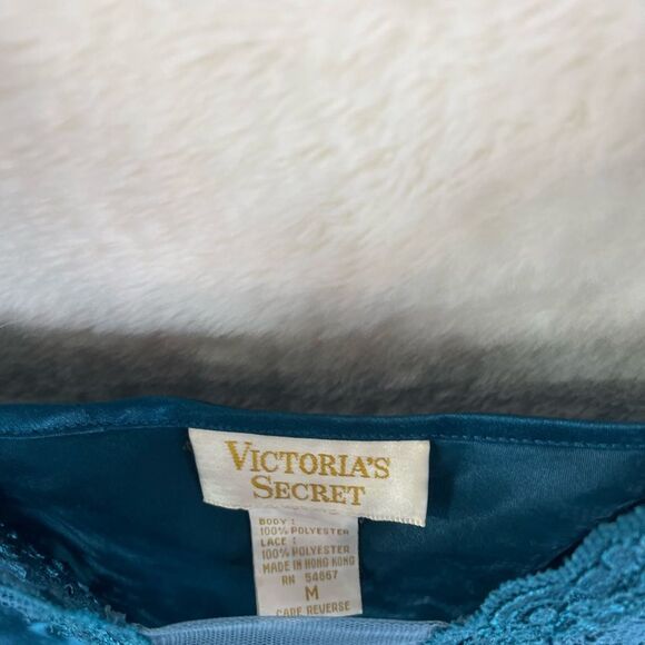 Vintage Victoria’s Secret Gold Label Teal Satin Lace Nightgown – Size M - Picture 6 of 9